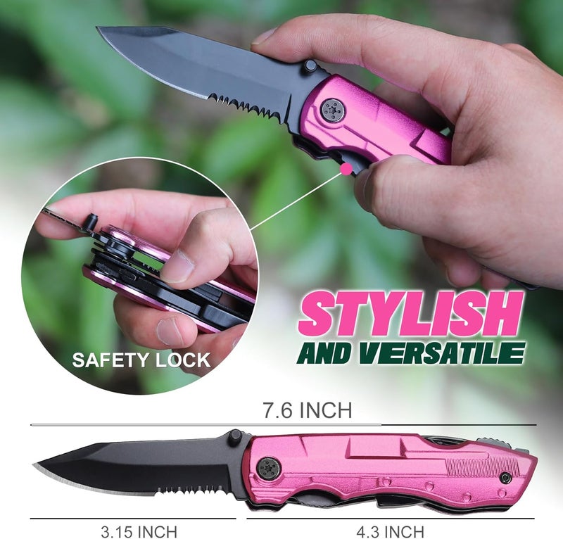 LAGERFEY Stocking Stuffers for Women - Gifts for Women Wife Mom Sister, Pin'k Multitool Knife - Womens Gifts for Christmas, Womens Stocking Stuffers - Birthday Gift for Woman, Mothers Day Camping Hiking Gift - Image 3